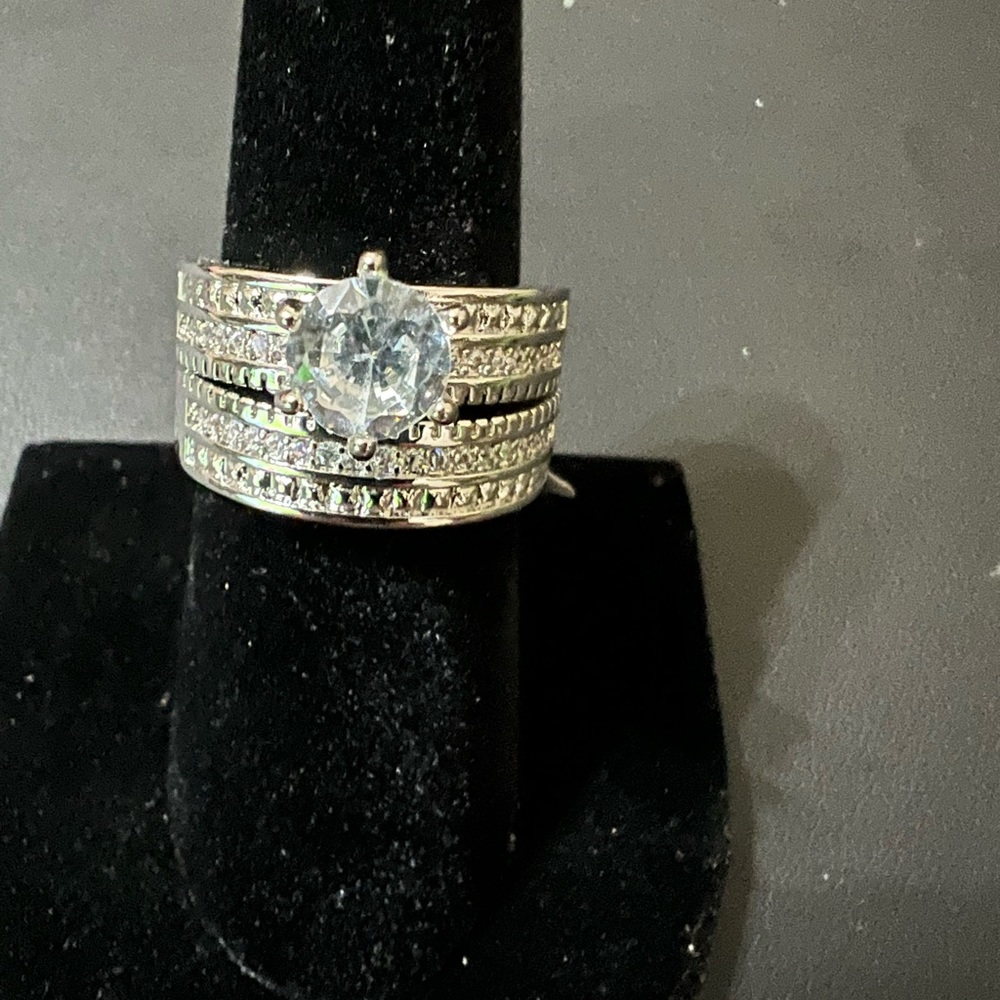 Silver Ring Engagement Ring set size 8